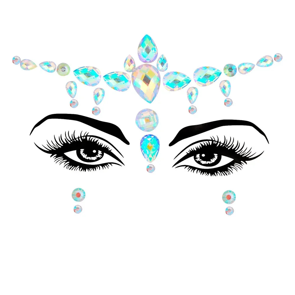 1pcs Festival Face Jewels Crystal Body Stickers Make Up Face Gems Glitter Rhinestones Face Sticker for Festival Party Dress Up