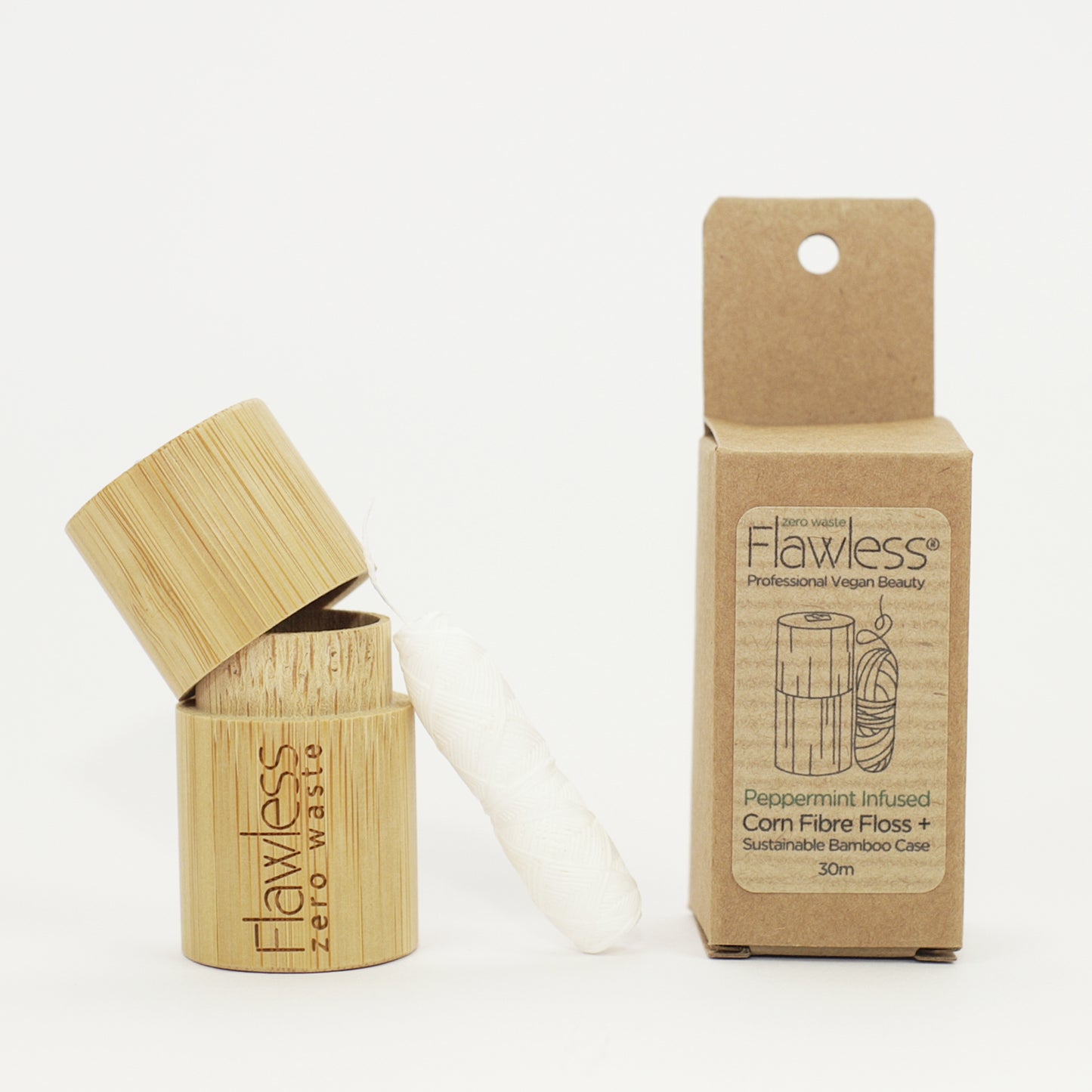 Compostable Dental Floss with Bamboo Dispenser - Peppermint